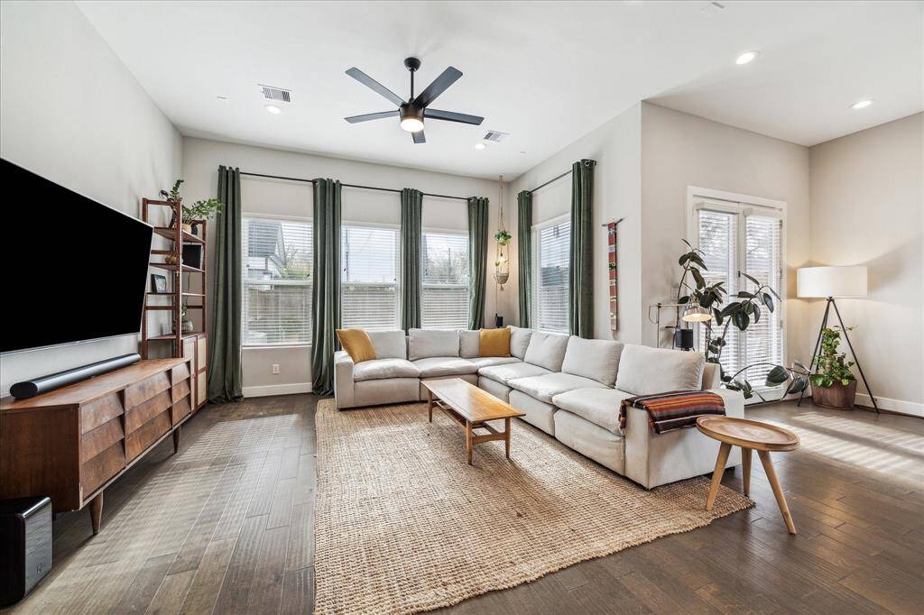 Living room with tons of natural light.