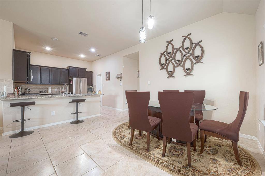 View of the kitchen and dining area