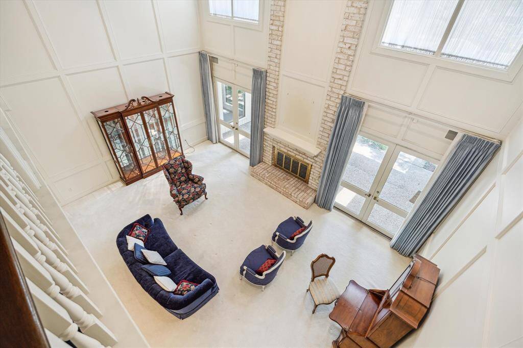 looking down on living room