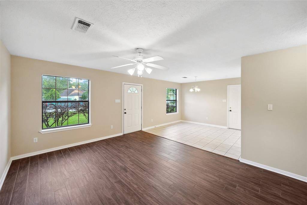 Family room opens to dining/kitchen.