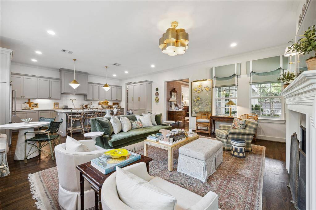 Family room flows beautifully to the gourmet kitchen.