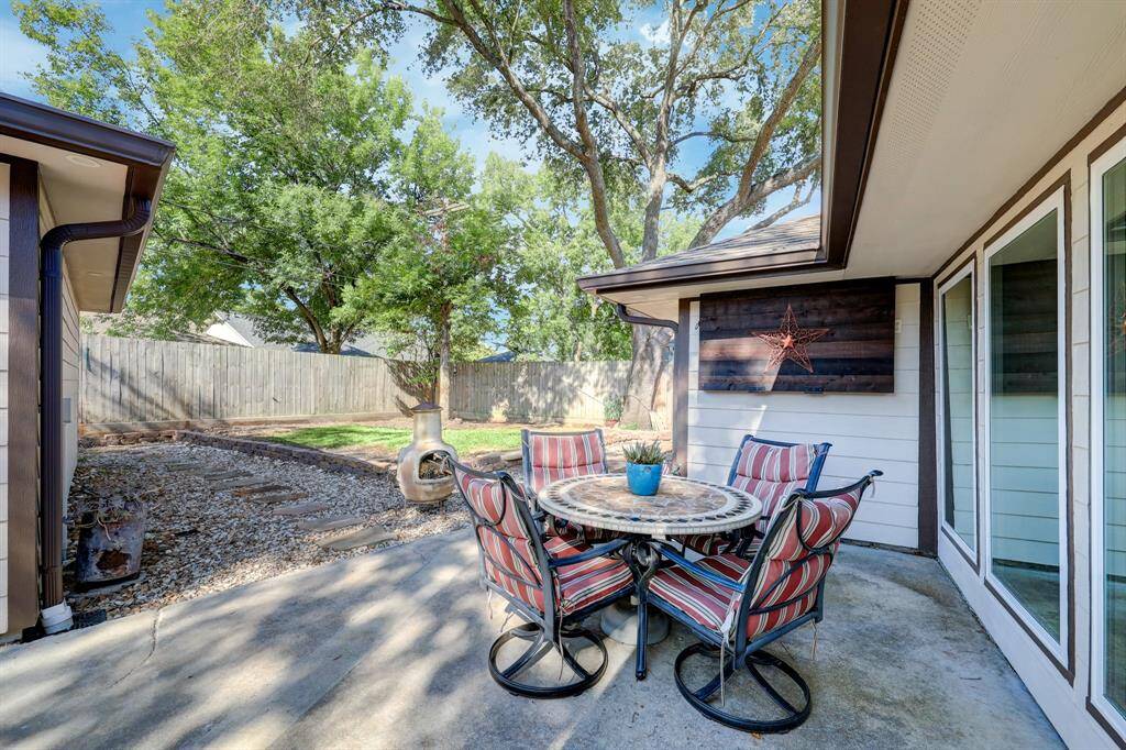 Back patio of the house offers private and shaded space for sitting and lounging.