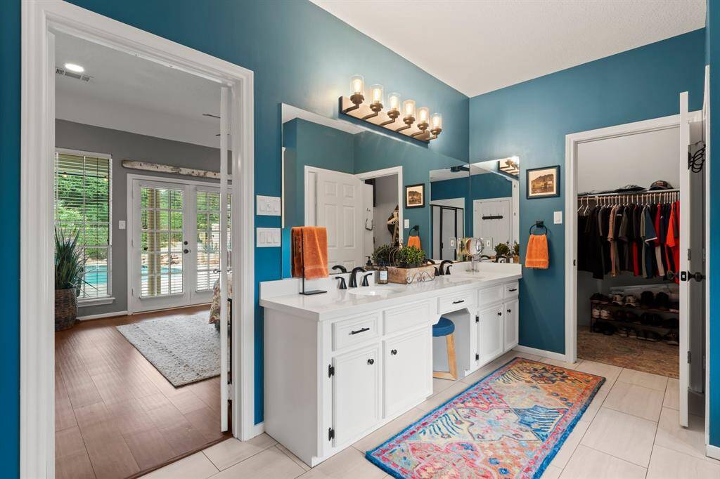 Primary bath. Two separate closets. Soaking tub and separate shower.