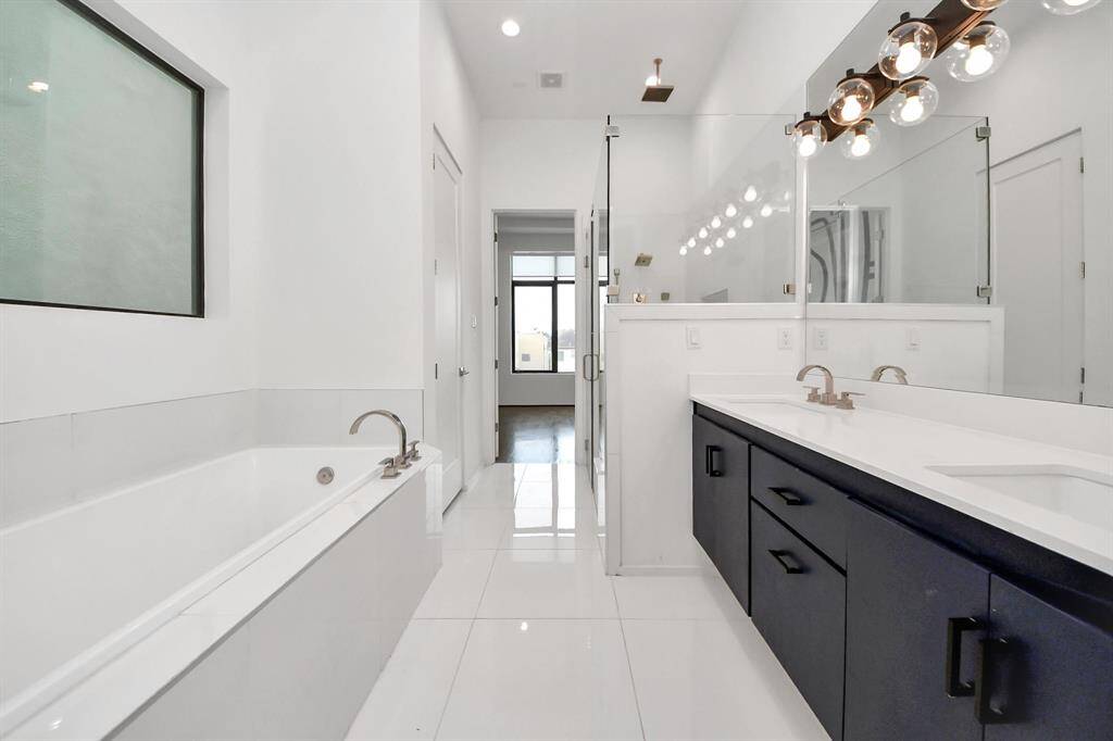 Large standing shower.