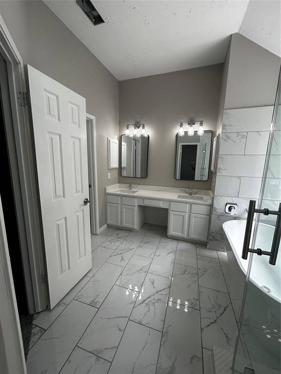 Master bathroom double sinks