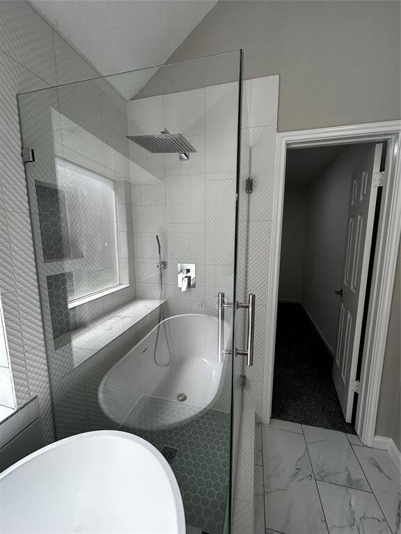 Beautifully laid out shower & stand alone tub