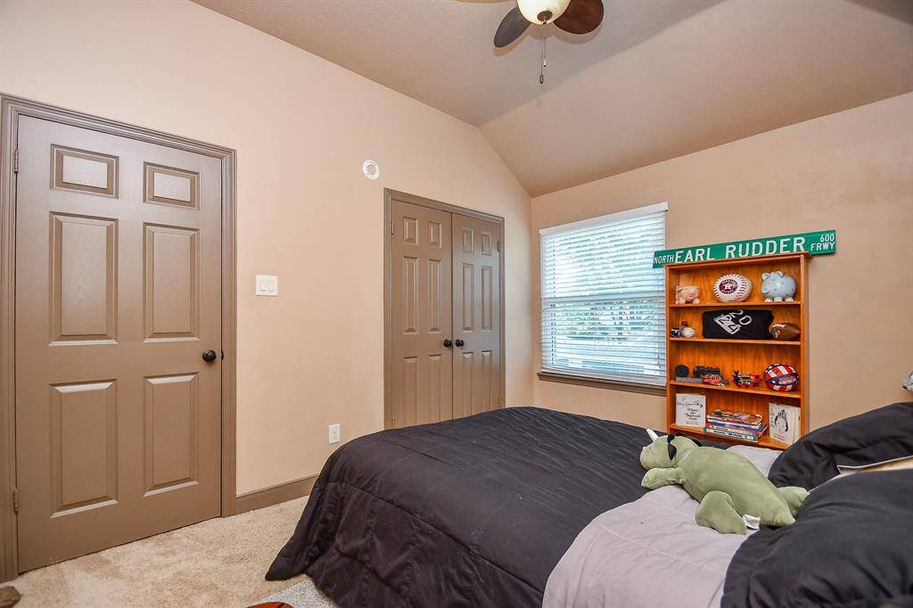 Bedroom has plenty of closet space