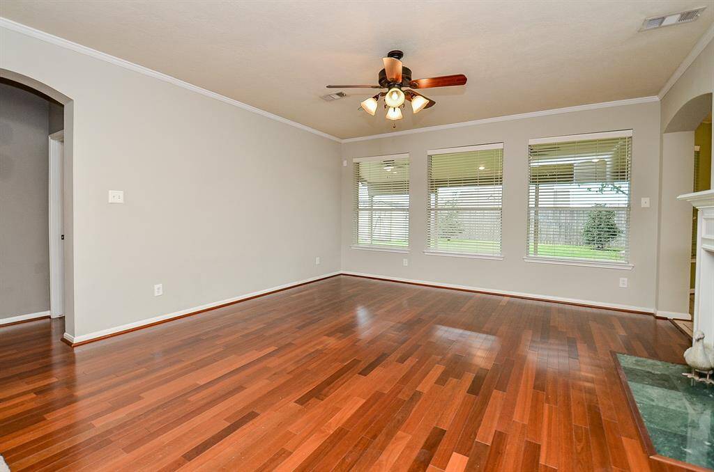 Great Living room leading to Primary bedroom!