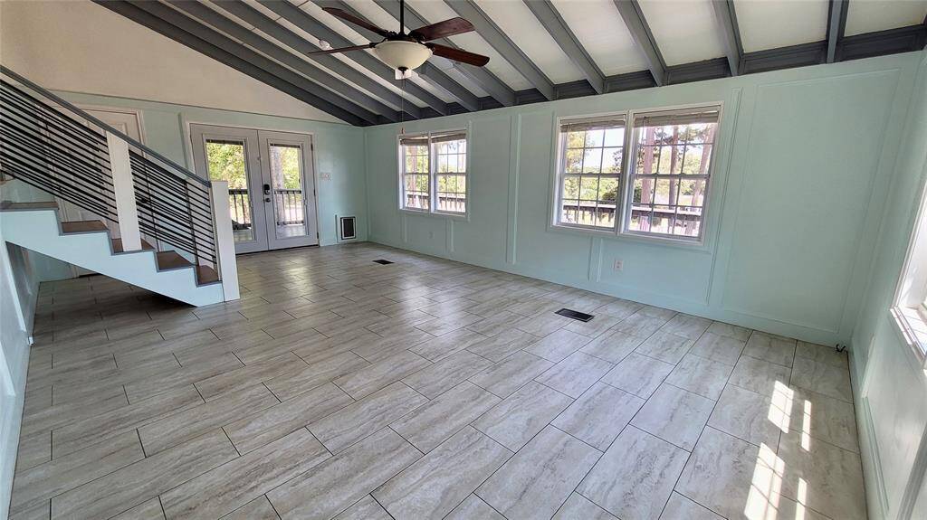 Family room and view split floor plan/dining
