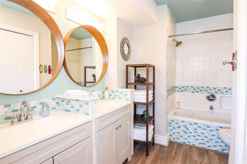 Primary Bathroom with soaker tub and shower.