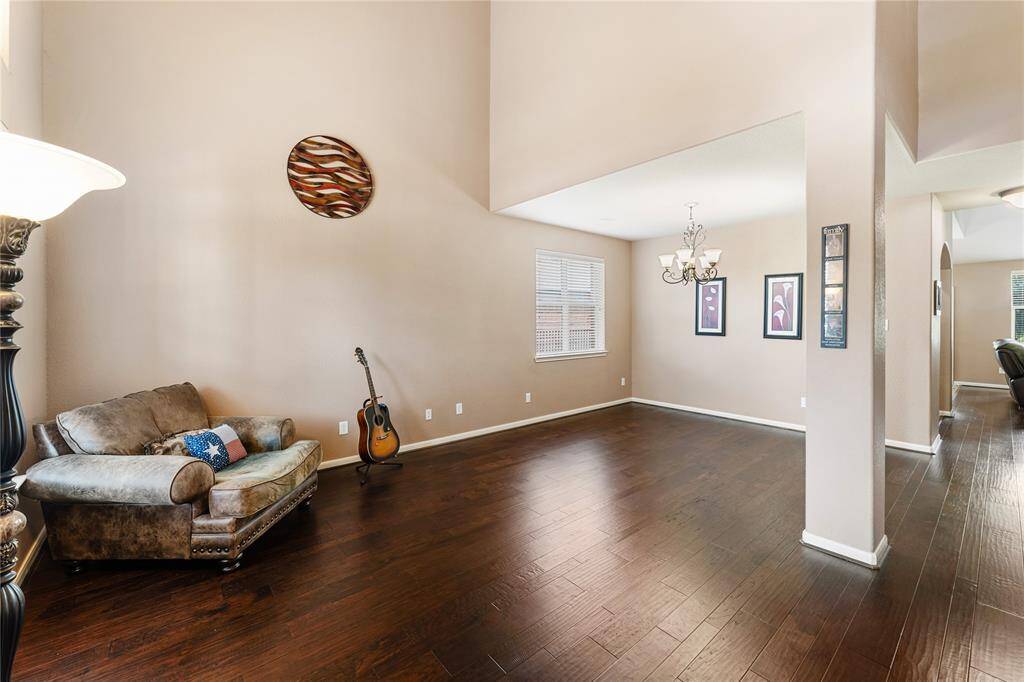 A traditional formal living and dining area