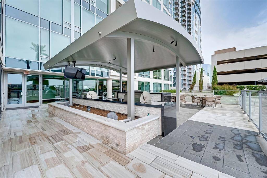Amenities include a 25,000 sqft landscaped pool deck & 75 ft lap pool complete with sun shelf, cabanas, covered kitchen, indoor/outdoor fitness centers, and casual lounge with bar and deluxe guest rooms.