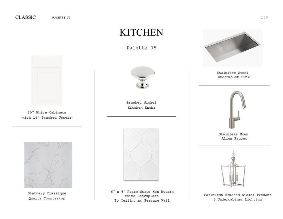 Classic Look Palette 5: Kitchen Selection Sheet (*Artist rendering used for illustration purposes only.)