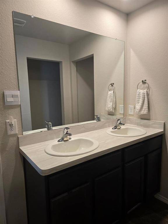 Primary bathroom has double sink