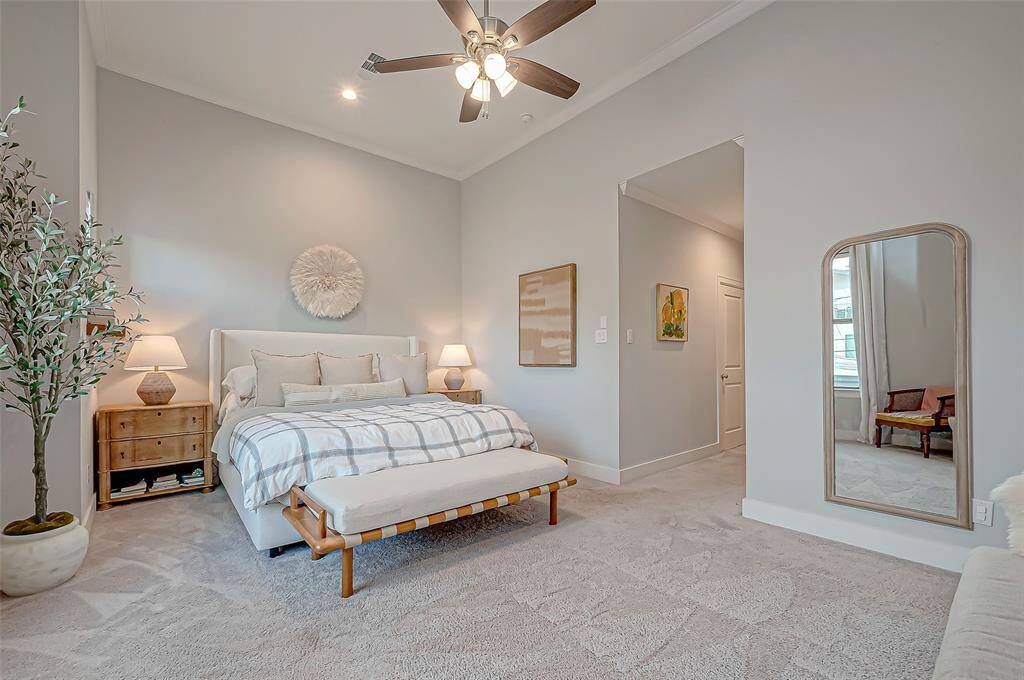 Dream Primary Room, high Ceilings, Crown Molding, and Over Sized Room. Relaxation never felt better.