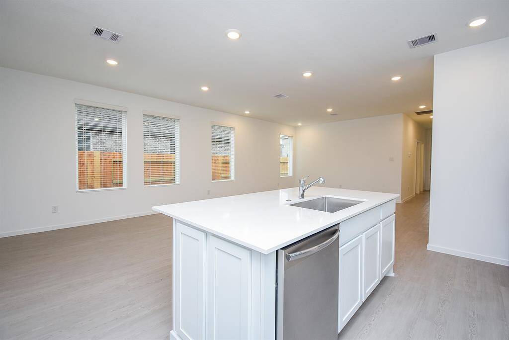 kitchen island open to the family room