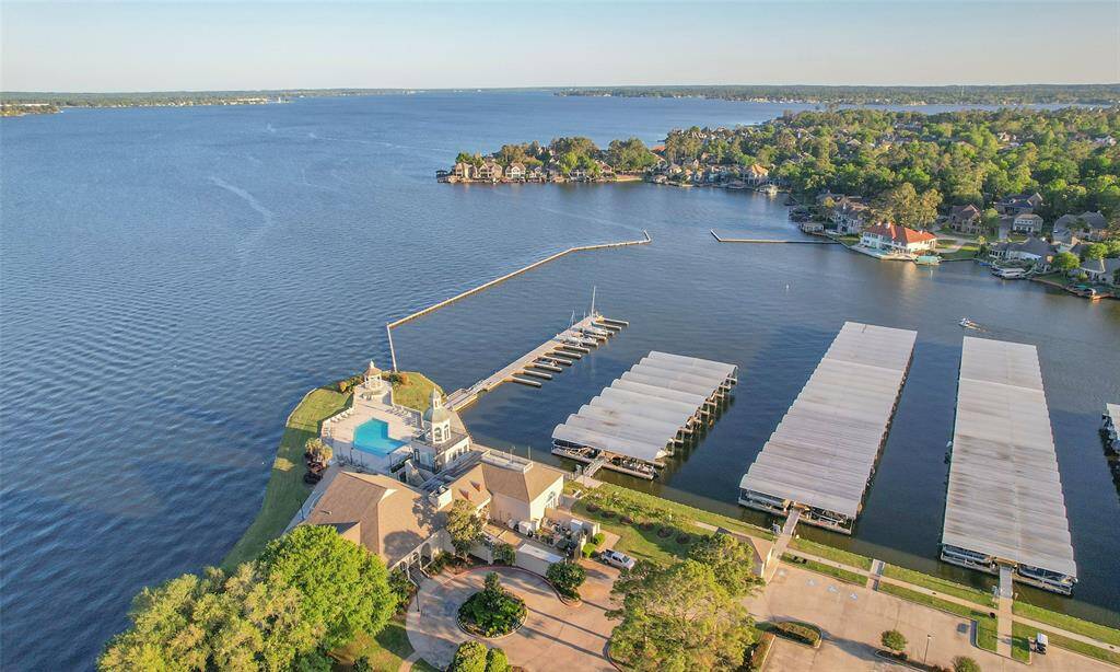Aerial view of the yacht club and boat launch.