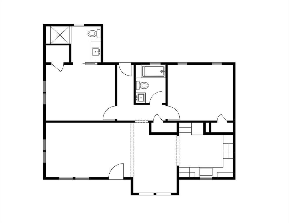 Potential updated floor plan within the existing perimeter. Gaining a 2nd bathroom and a seamless flow into the backyard! [Floor plan can not be used for building and dimensions to be verified by buyer.]