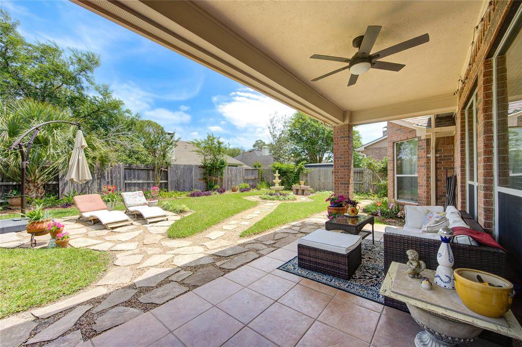 Covered patio offering a great view to the yard.