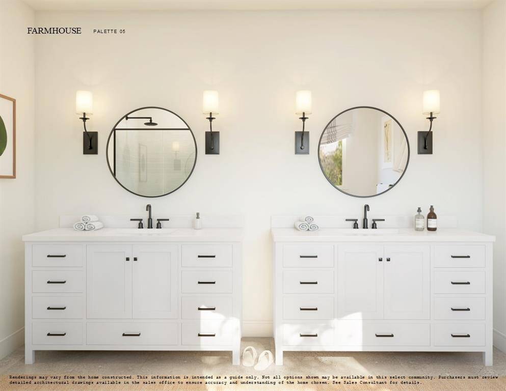 Farmhouse Look Palette 5 Primary Bathroom (*Artist rendering used for illustration purposes only.)