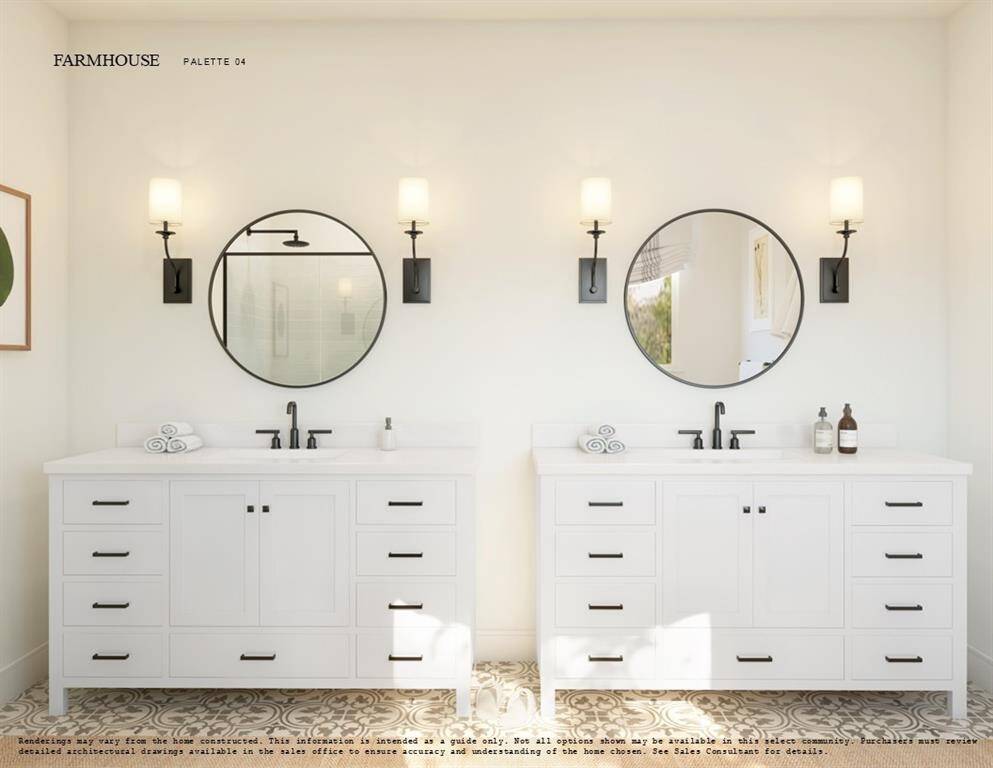 Farmhouse Look Palette 4 Primary Bathroom (*Artist rendering used for illustration purposes only.)