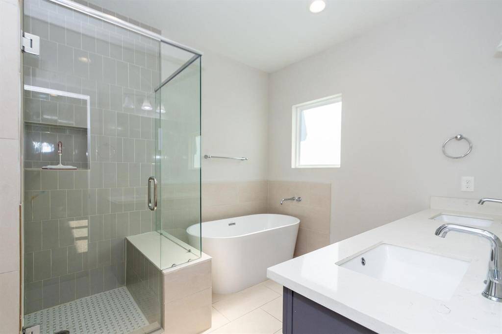 Primary bathroom with dual sinks