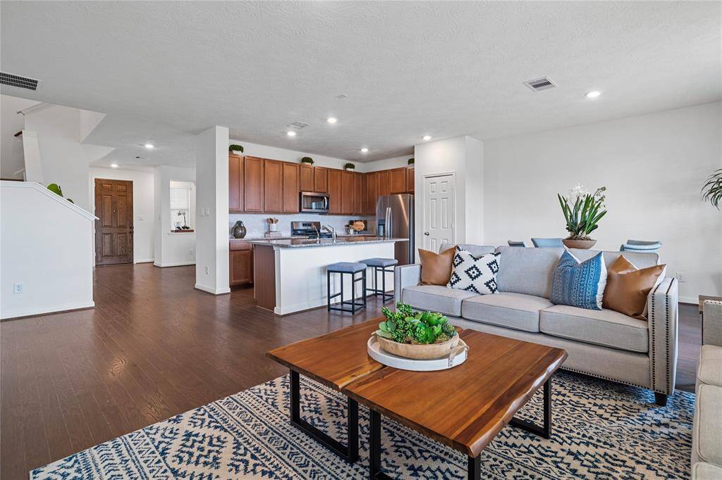 The flow and ease of this open concept living space is a great way to entertain family and guests.