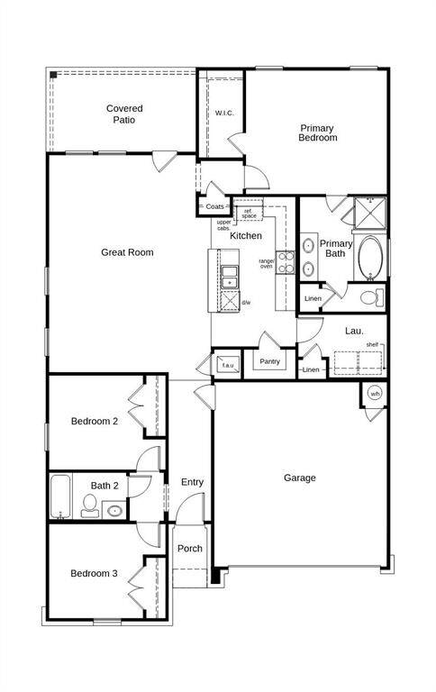 This floor plan features 3 bedrooms, 2 full baths, and over 1,400 square feet of living space