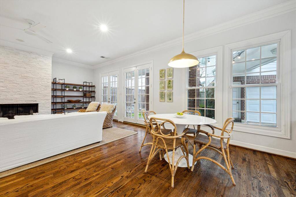 This view accentuates the openness of the space and how natural light beautifully illuminates the area.