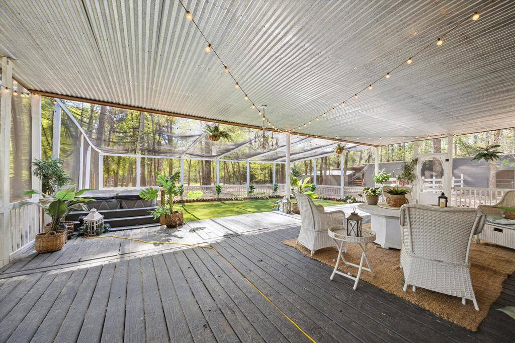 Covered and screened-in porch.
