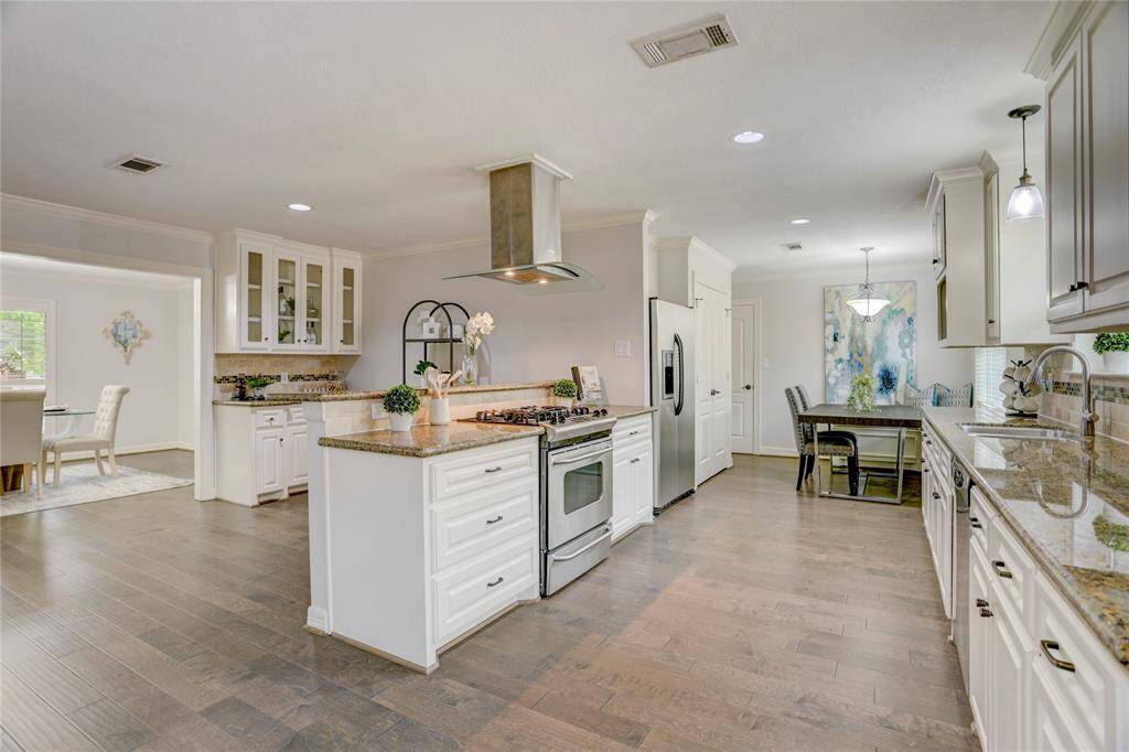 View of the galley kitchen from the living room.