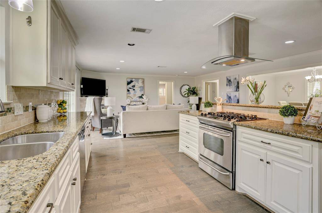 Another angle of the kitchen facing the living area.