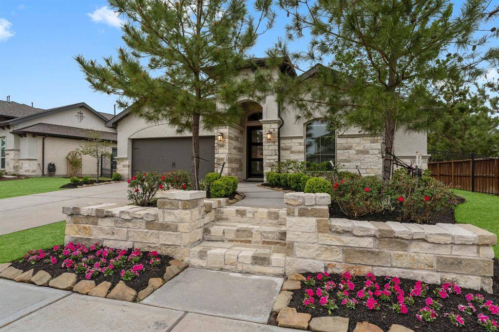 Stately stone step entry walk.