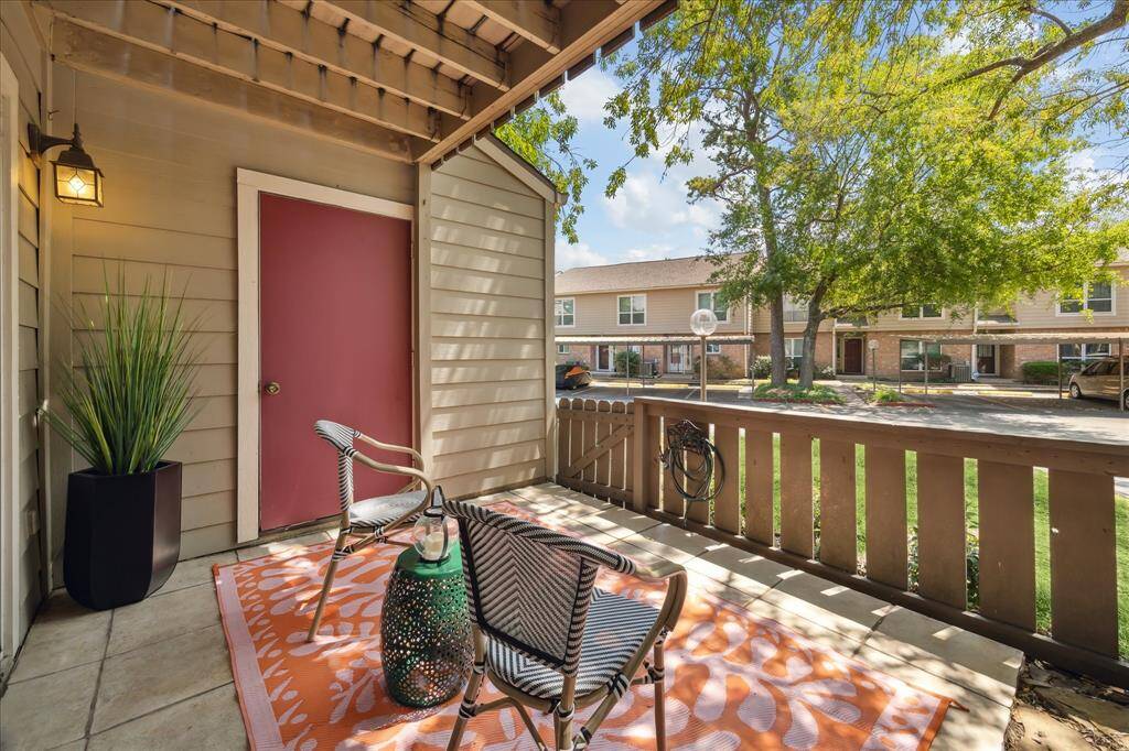 Private covered patio, perfect for relaxing while enjoying a hot cup of coffee, offering a serene outdoor space.