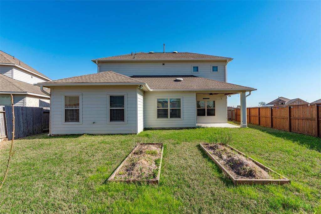Backyard is an empty canvas ready for a garden or fresh landscaping.