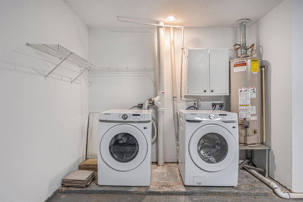 Recent washer/dryer located in garage.