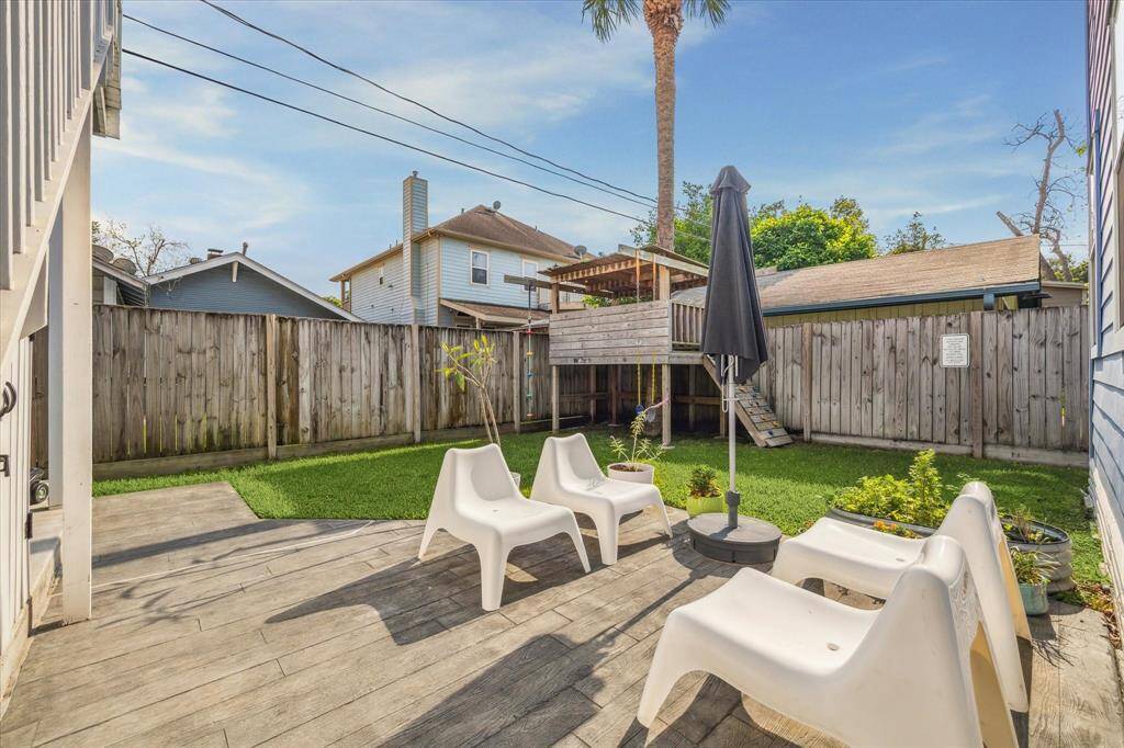 Backyard deck.