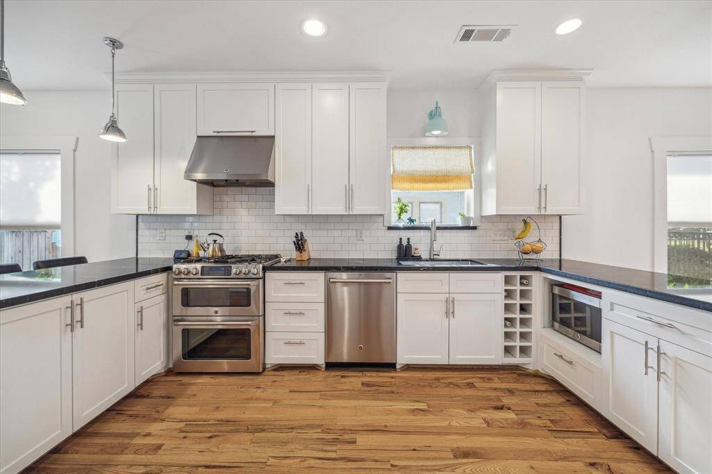 We love the built in wine storage and the microwave shelf!