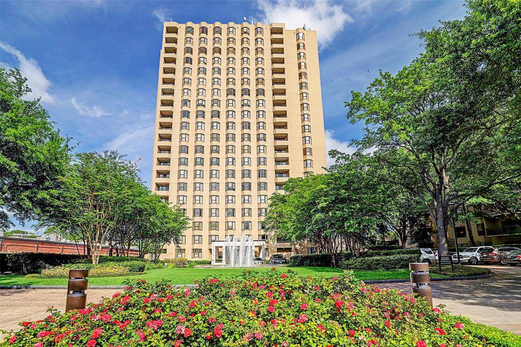 Welcome to Woodway Place II—a stunning high-rise residence nestled in the heart of Tanglewood, offering an abundance of guest parking, beautifully maintained landscaping, and a charming fountain that greets you upon arrival.