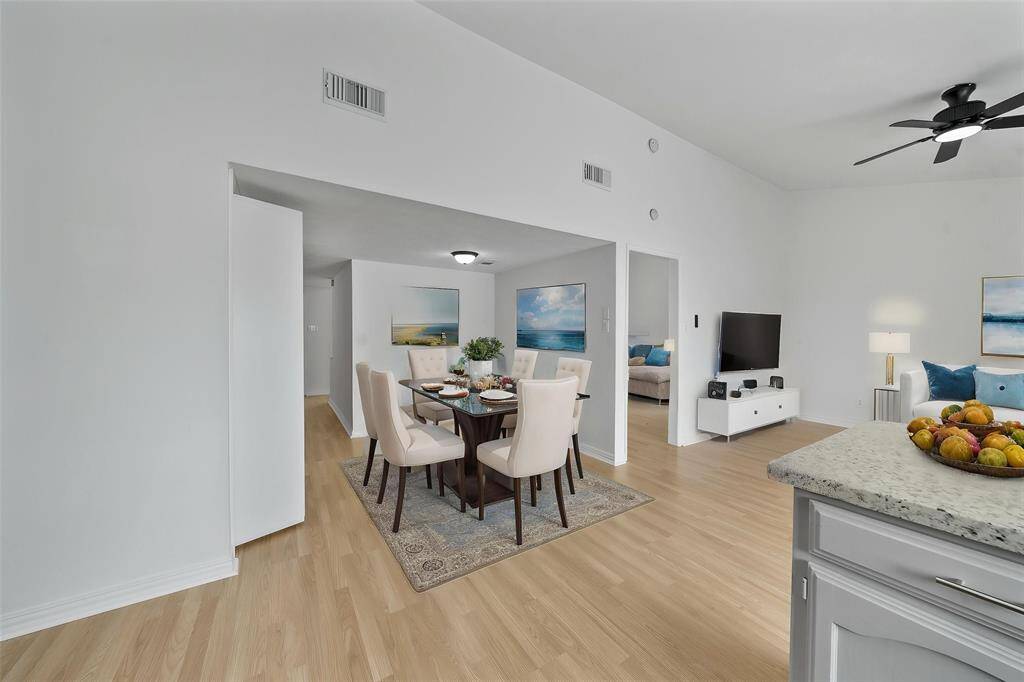 Virtually staged breakfast area.