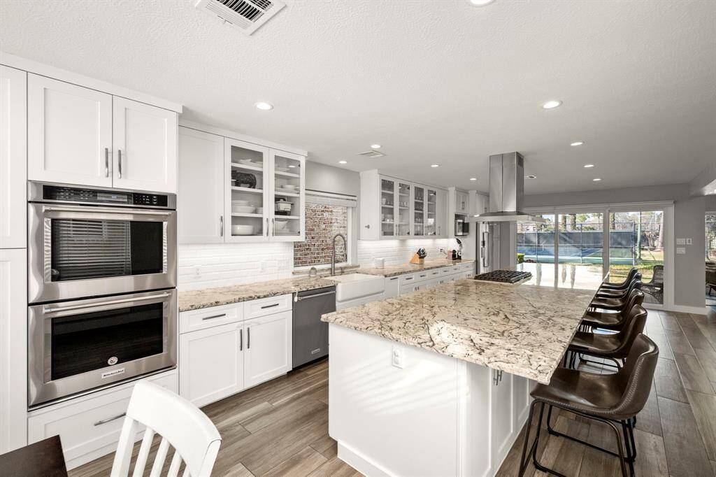 The open concept living space in this house is ideal for entertaining.