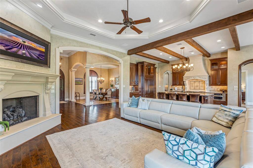 Open concept living space.  Dining area, kitchen, and living area.