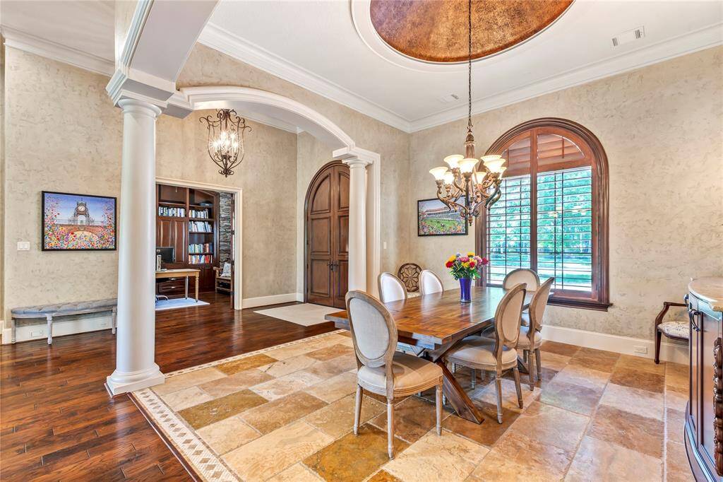 Another view of the dining room and views into the office.
