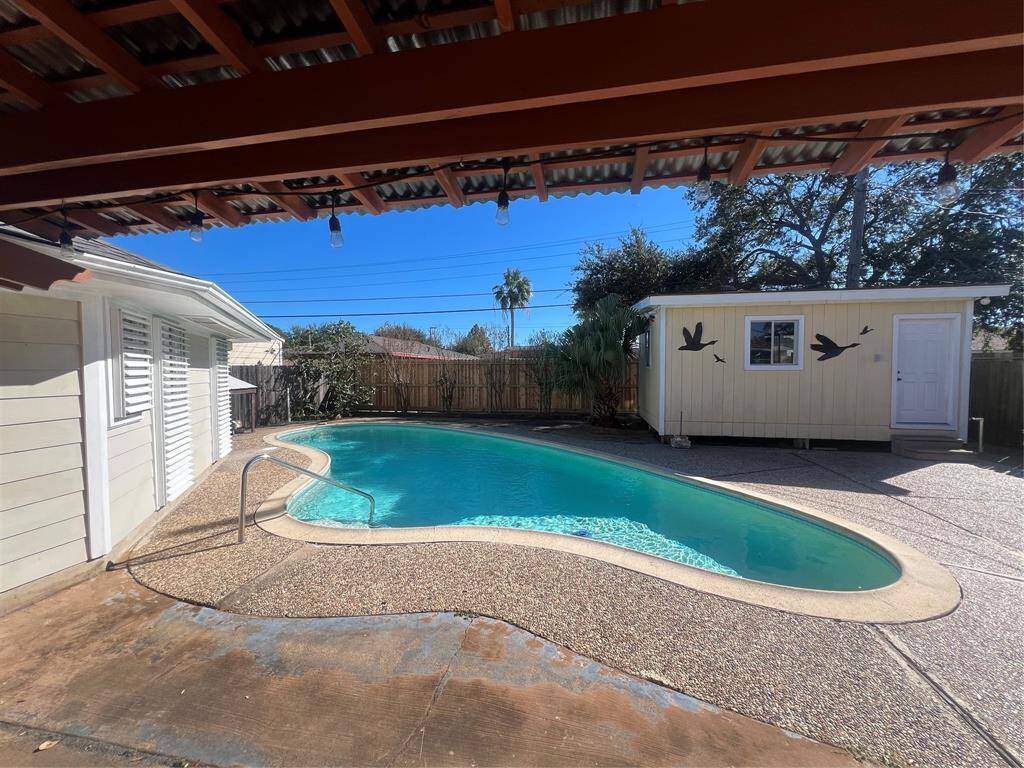 Private pool with covered patio.