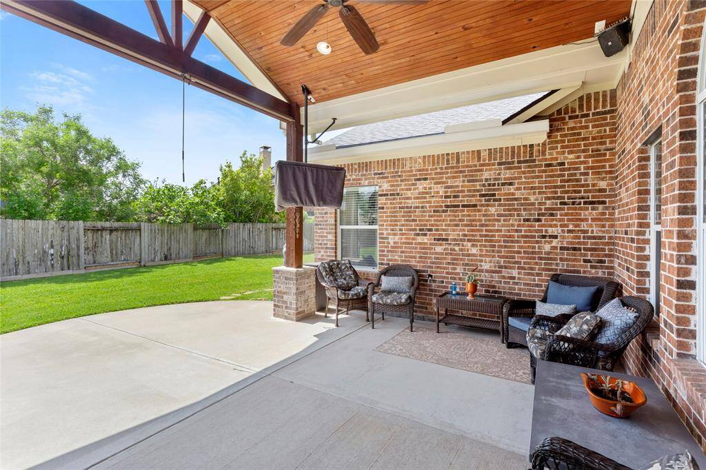 Relax, turn on the fan and watch TV on your covered patio.