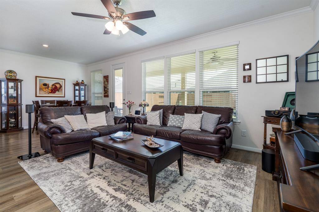 Living room is open to the kitchen and dining area
