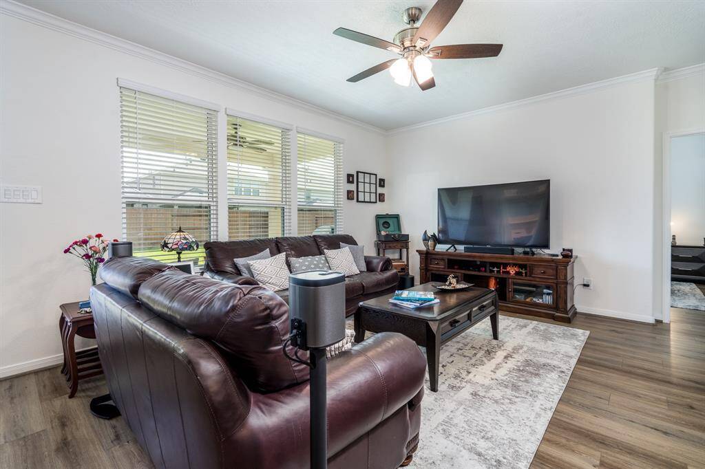 Living room is open to the kitchen and dining area