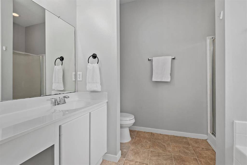 There is a nice vanity area with lots of space for toiletries.