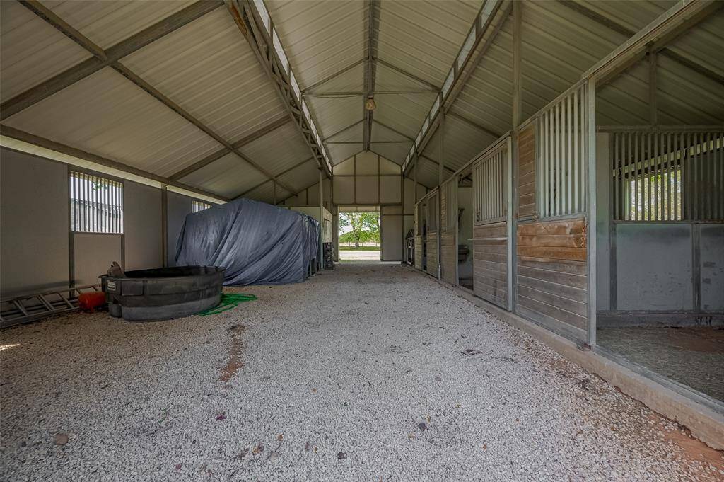 Inside of horse stall barn