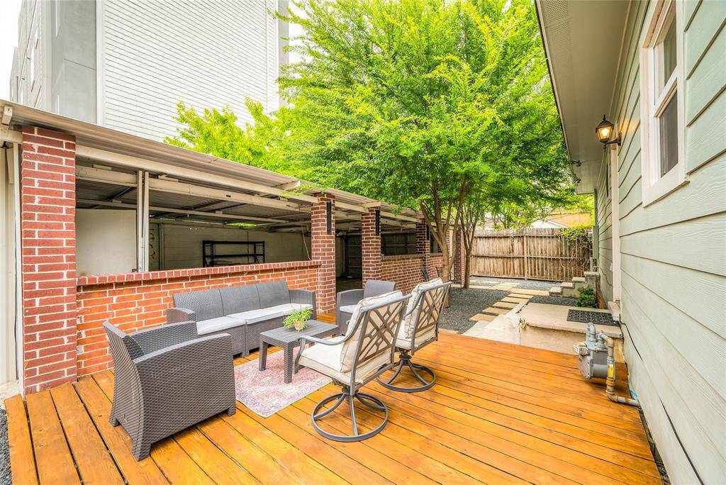 Adjacent to the back yard is the oversized garage.